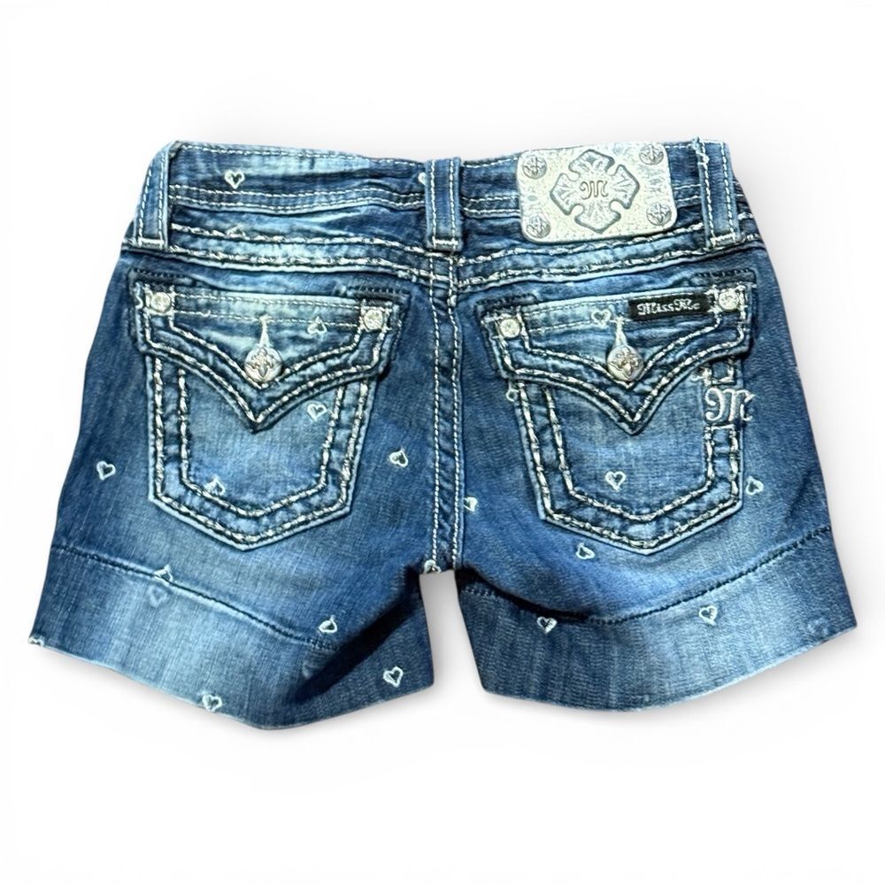 Vintage Miss Me Girls' Blue Denim Embroidered Heart Shorts Style TK5014H40 sz 10